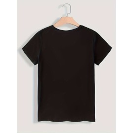 Coconut Tree And Sun Graphic Round Neck Sports T-shirt, Comfortable Soft Short Sleeves Causal Workout Tops, Women's Activewear