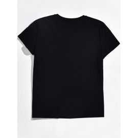 Spaceman Universe Print Causal Sports T-shirt, Short Sleeves Crew Neck Fashion Workout Tops, Women's Activewear