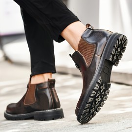 Stylish Men's Chelsea Boots - Water-Resistant, Warm Insulation for Autumn & Winter, Versatile Daily Wear with Enhanced Grip Sole