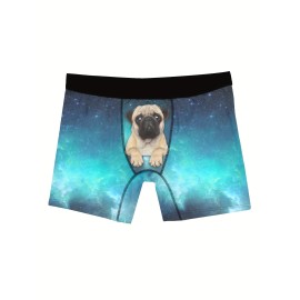 Men's Puppy Starry Sky Pattern High Stretch Comfortable Boxer Briefs Underwear