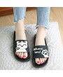 Soft Soled Men Women Summer Slippers Cute Cat Pattern Non-slip Couple Slippers