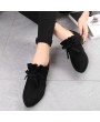 Comfortable Women Pointed Toe Flat Shoes Casual Bowknot Decoration Suede Shoes