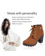 Fashion Women High Heel Lace Up Side Zipper Buckle Ankle Boots Suede Shoes