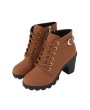 Fashion Women High Heel Lace Up Side Zipper Buckle Ankle Boots Suede Shoes