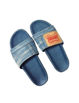 Unique Designer Women Fashionable Denim Slippers Vintage Slip On Flip Flops