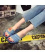 Unique Designer Women Fashionable Denim Slippers Vintage Slip On Flip Flops