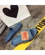 Unique Designer Women Fashionable Denim Slippers Vintage Slip On Flip Flops