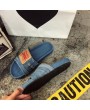 Unique Designer Women Fashionable Denim Slippers Vintage Slip On Flip Flops