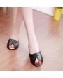 Fashion Women Slippers Soft Leather Upper Leopard Printed Peep Toe Sandals