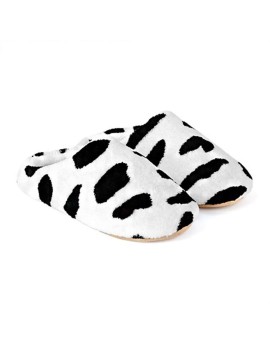 Anti-skid Slippers Soft Plush Milk Cow Pattern Home Slipper Coral Velvet Shoes
