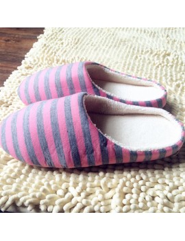 Striped Cloth Bottom Couples Warm Slippers Non Slipping Shoes for Men & Women