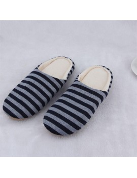 Striped Cloth Bottom Couples Warm Slippers Non Slipping Shoes for Men & Women