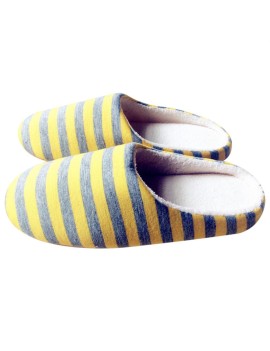 Winter Warm Soft Plush Indoor Home Floor Anti-skid Slippers Striped Cloth