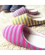 Winter Warm Soft Plush Indoor Home Floor Anti-skid Slippers Striped Cloth