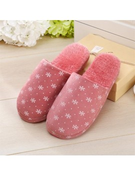 Sweet Snow Flowers Pattern Winter Warm Comfortable Cotton Anti-skid Slippers