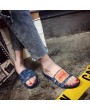 Unique Designer Women Fashionable Denim Slippers Vintage Slip On Flip Flops