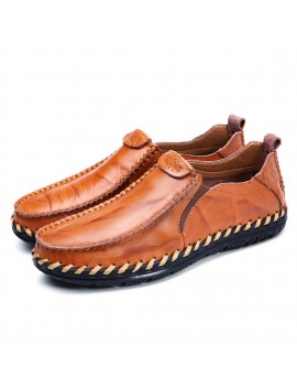 Lightweight Men Casual Shoes Slip On Breathable Men Soft Leather Flat Loafers