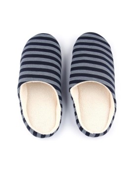 Winter Warm Soft Plush Indoor Home Floor Anti-skid Slippers Striped Cloth