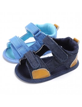Baby shoes summer 0-1 year old soft soled Velcro perforated breathable baby sandals light blue 12CM/ 40g