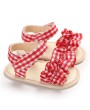 Baby girl 0-1 years old square check sandal soft sole breathable toddler red 11CM/ 46g