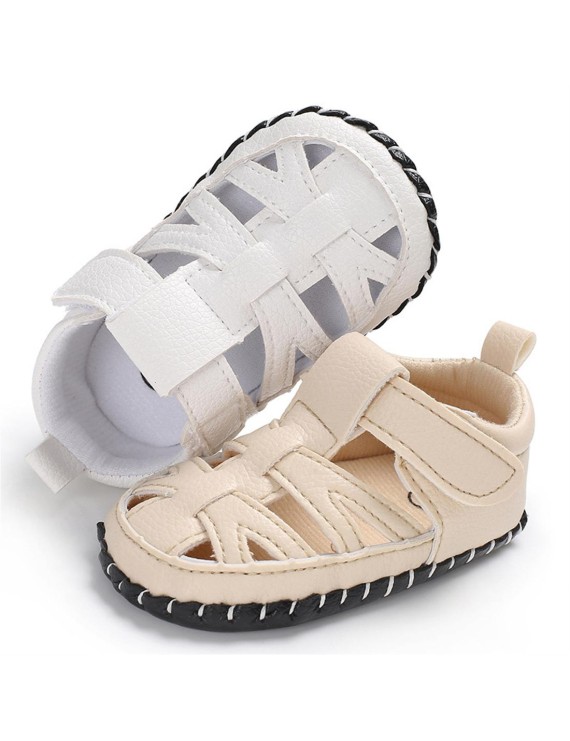 0-1 year old PU male baby feet sandals rubber sole breathable non-slip toddler shoes apricot color 11CM/ 56g