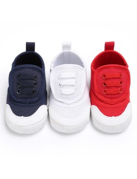 Spring and autumn style 0-1 year old baby soft sole leisure canvas shoes white 13cm