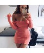 Sexy Off Shoulder Dress Bodycon Pack Hip Bottoming Dress For Autumn Winter