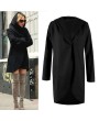 Autumn Winter Women Long Sleeve Long Coat Woolen Hooded Outerwear Overcoat