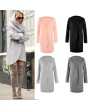 Autumn Winter Women Long Sleeve Long Coat Woolen Hooded Outerwear Overcoat