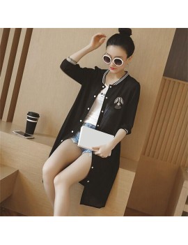 Women Loose Long Cardigan Summer Fashion Floral Printed Sunscreen Clothing