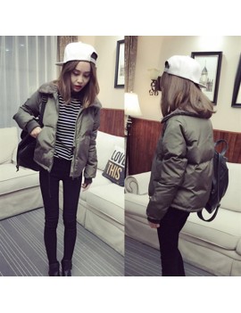 Spring Autumn Winter Women Lambs Collar Down Cotton-Padded Jacket Short Coat