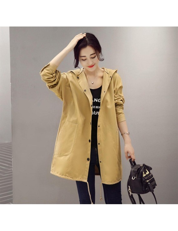 Long Casual Loose Hooded Overcoat Single-breasted Long Sleeve Korean Style