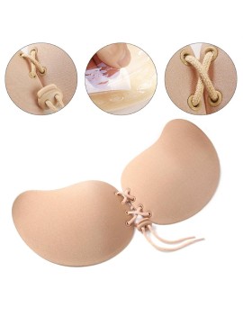 Women Strapless Chest Sticker Bra Self Adhesive Invisible Pull Cord Pushup Bra