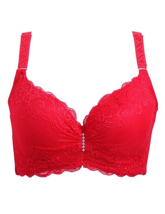 Women Underwire Lace Bra Three Quarters Cup Push Up Thin Section Brassiere