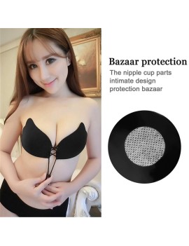 Fashion Women Lady Comfortable Invisible Silicone Bra Lace-up Underwear Top