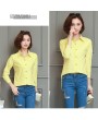 Vertical Strip Shirt Casual Turn-down Collar Long-sleeved Blouse for Women