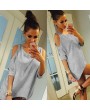 Cotton Women Short Sleeve T-Shirt All Match Clothes O Neck Bat Sleeve Tops