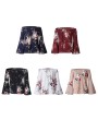 Women Off Shoulder Blouses Shirts Floral Printed Tops Flare Sleeve Tops Shirts