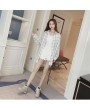 Female Fashion Loose Long Sleeve Plaid Shirts Turn-down Collar Button Decor