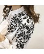 Spring Summer Women Long Sleeves Floral Embroidery Stand-up Collar Shirt