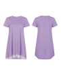 Short Sleeve O-neck Women T-shirt Stitching Lace Fashion Loose Long T-shirt