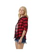 Female Lapel Long Section Plaid Shirt Women Slim Outerwear with Long Sleeves