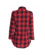 Female Lapel Long Section Plaid Shirt Women Slim Outerwear with Long Sleeves