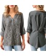 Solid Color Sexy Lace-Stitching Shirt Long-sleeved V-neck Blouse for Female