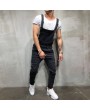 Men Distressed Denim Carpenter Overalls Bib Rompers Moto Biker Jean Jumpsuits Pants