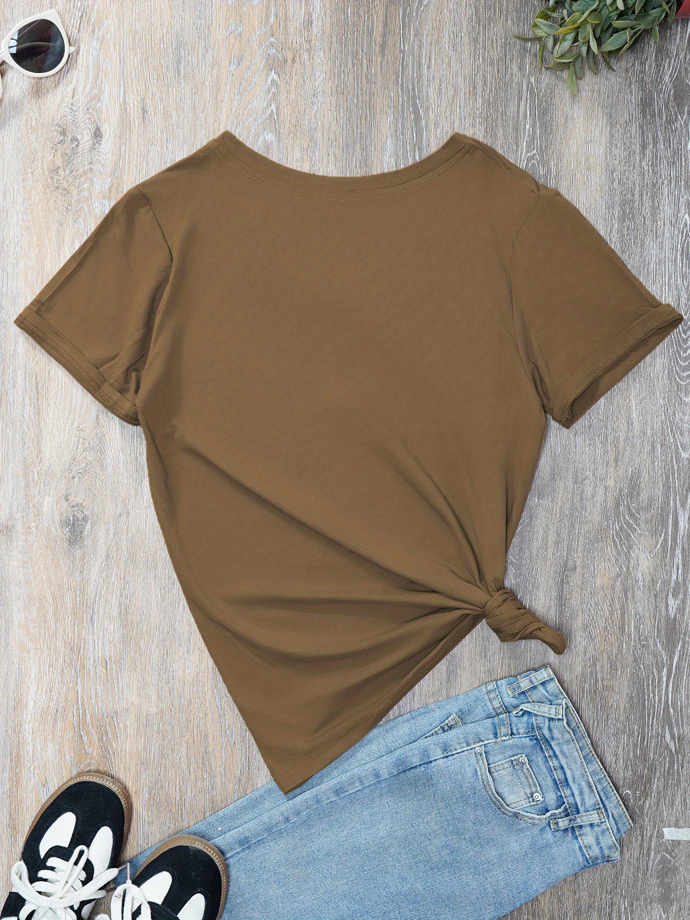 drink letter print casual t shirt v neck short sleeves stretchy sports tee st patricks day womens comfy tops details 7